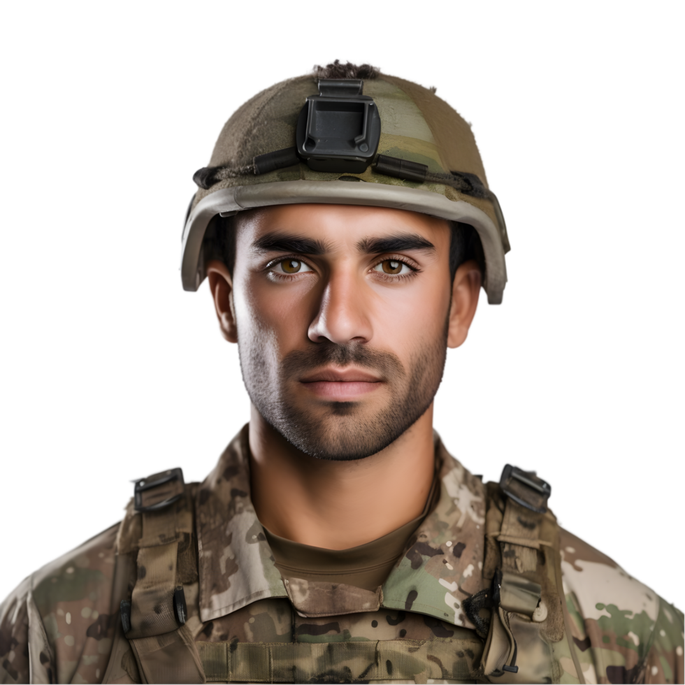 AI generated Portrait of Army man  on transparent background PNG image