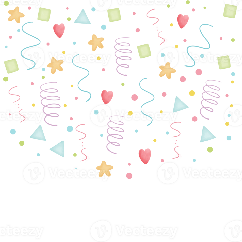 Confetti celebration explosion birthday party colorful isolated on transparent background png