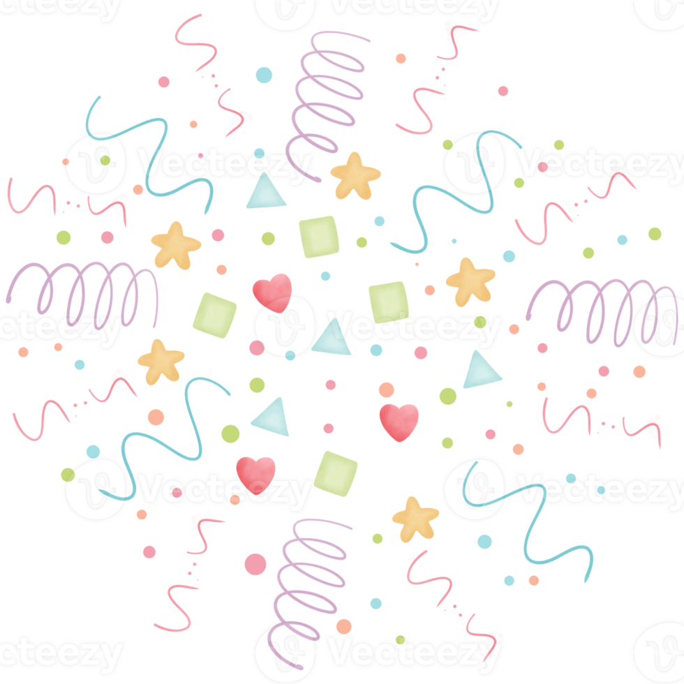 Confetti celebration explosion birthday party colorful isolated on transparent background png