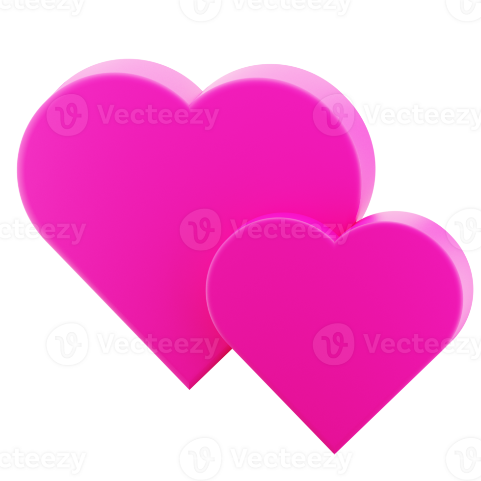 3D Rendering Two Heart Icon Object png