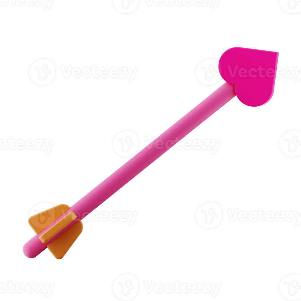 3D Rendering Valentine Arrow Icon Object png