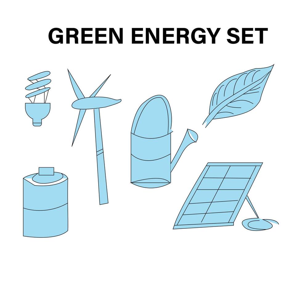 green energy set vector eps.10