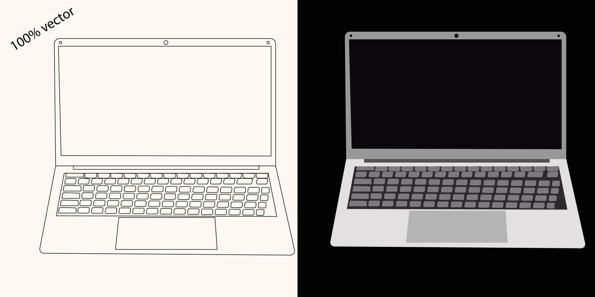 vector y línea Arte para laptops