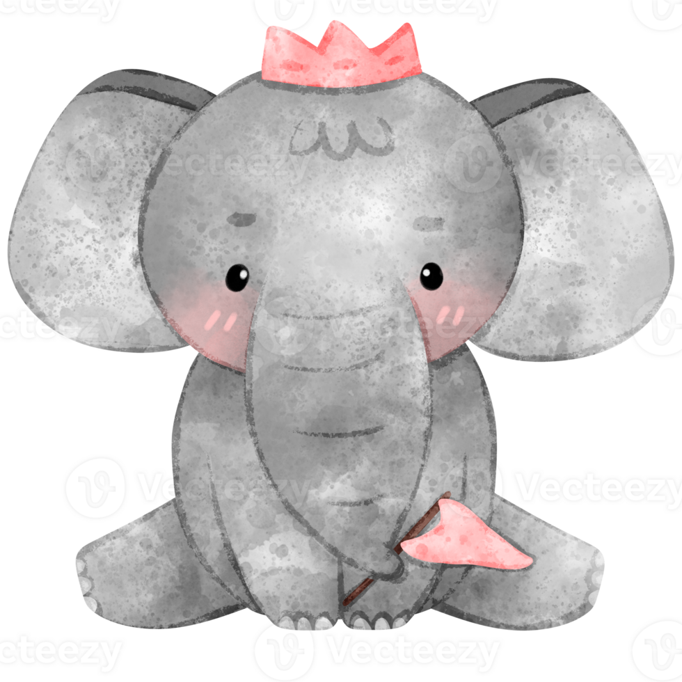 Cute baby elephant, watercolor style, animal, elephant png