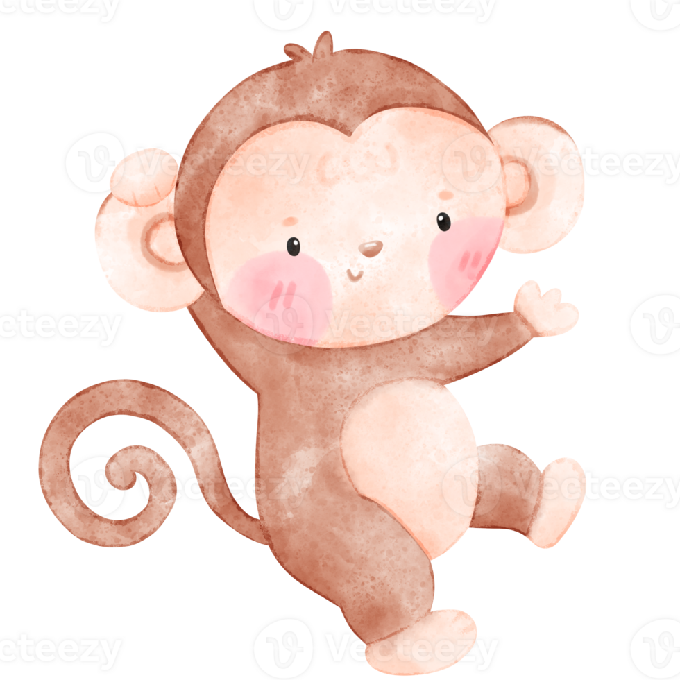 Baby Monkey, cute monkey, watercolor monkey png