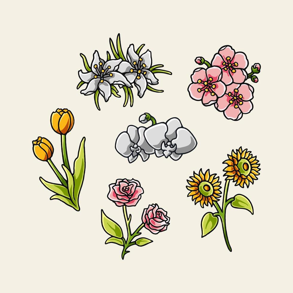 Colorful flowers vector