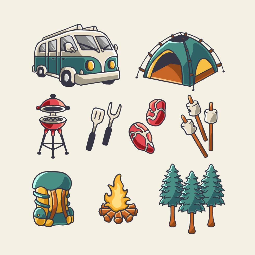 A collection of Camping items Vectors