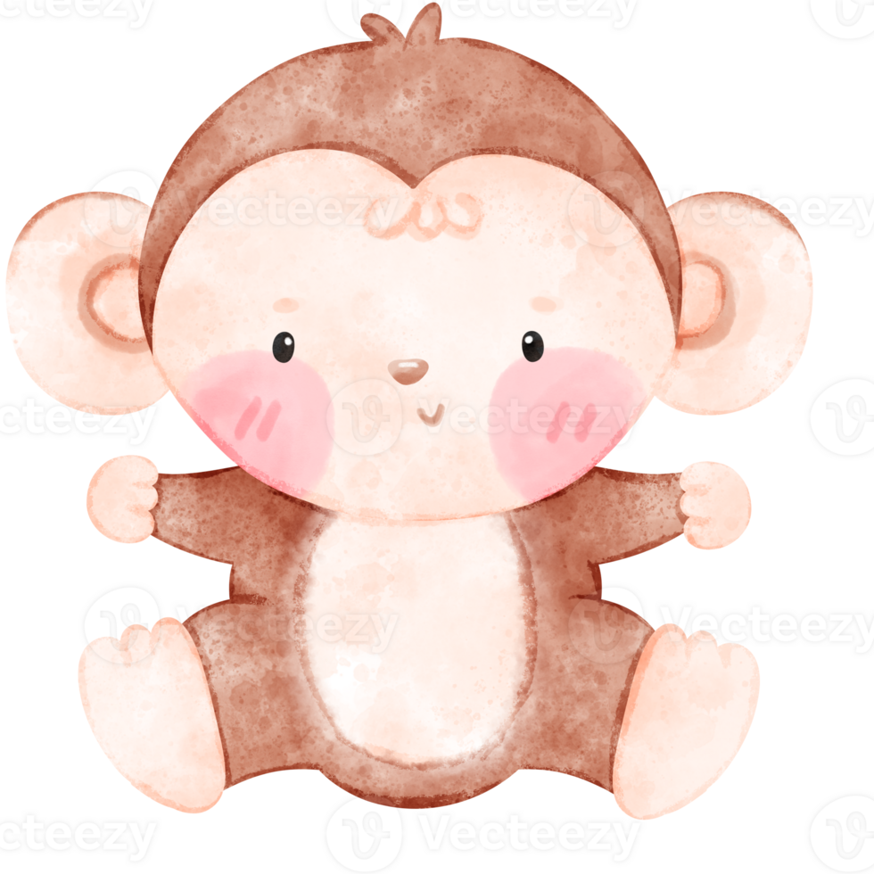 Baby Monkey, cute monkey, watercolor monkey png