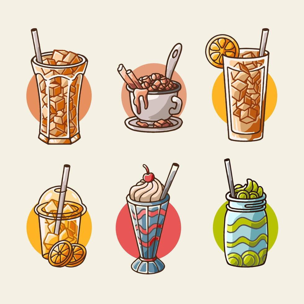 dulce bebidas vector ilustración
