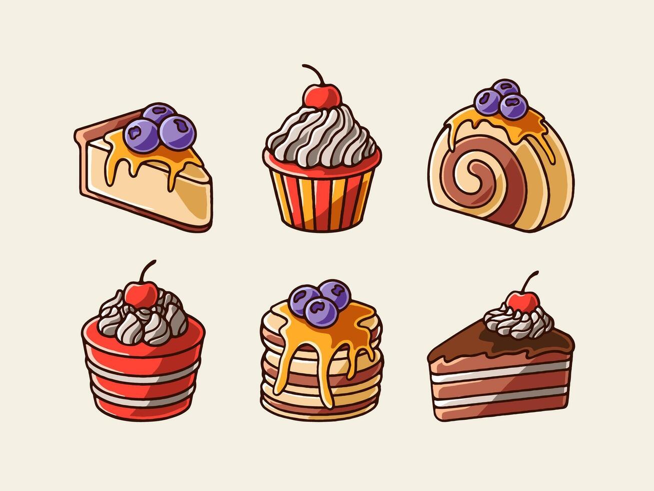 Sweet cakes vector