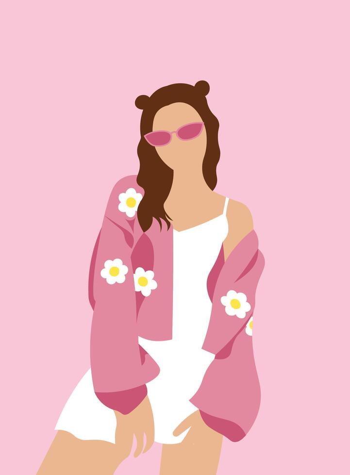 niña en primavera Moda vector