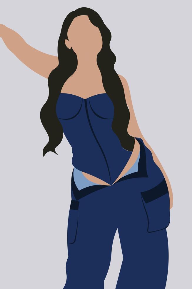 Girl In Denim Fashion Vector