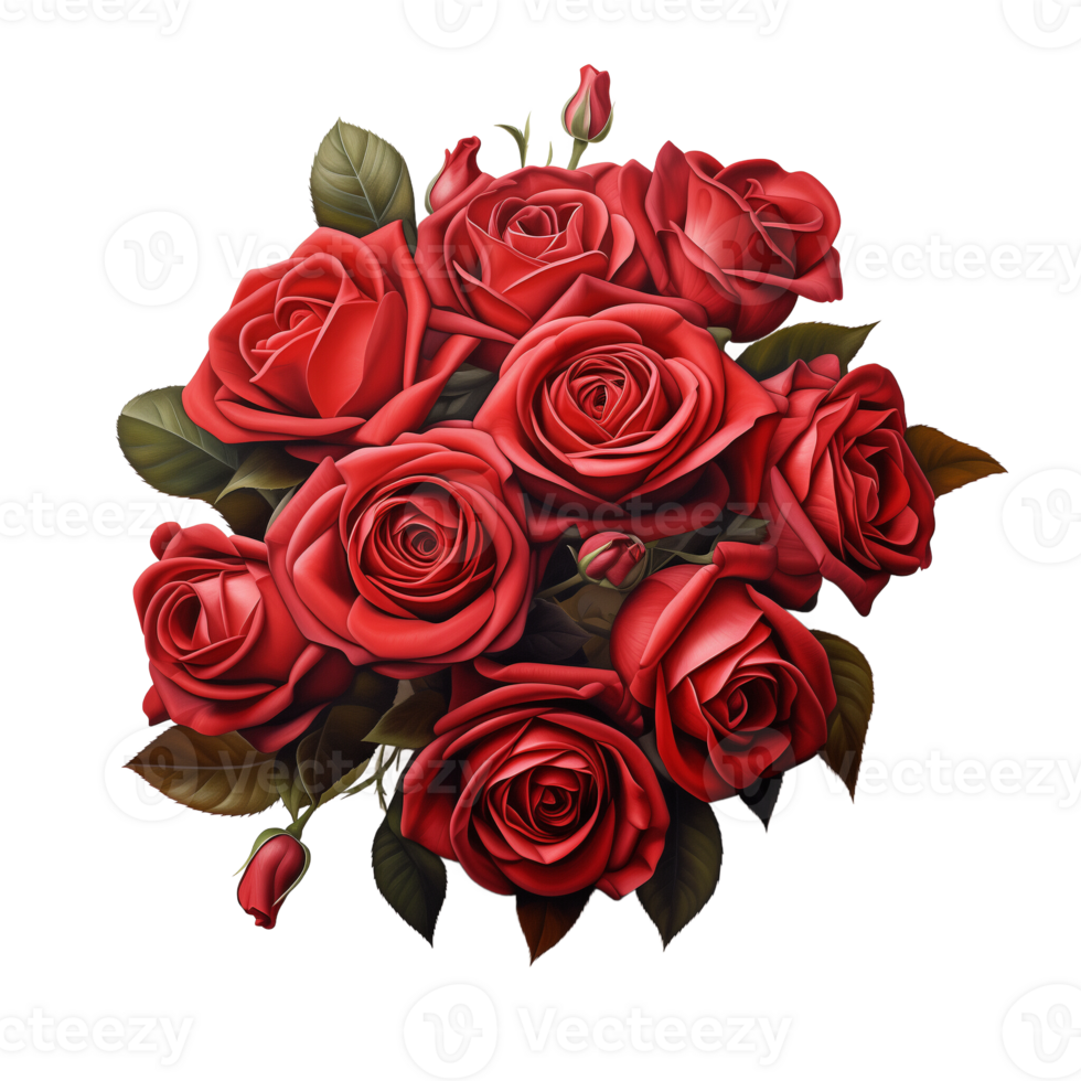 AI generated Collection of Red Roses Bouquets Isolated png