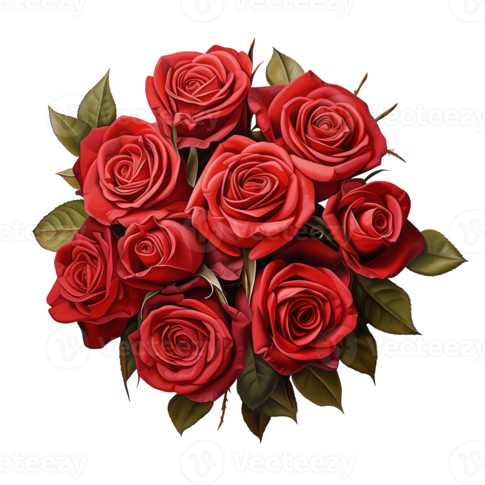 AI generated Collection of Red Roses Bouquets Isolated png
