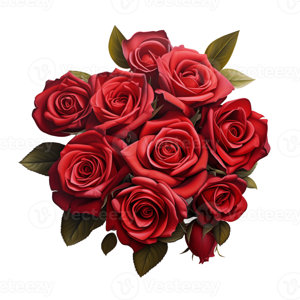 AI generated Collection of Red Roses Bouquets Isolated png