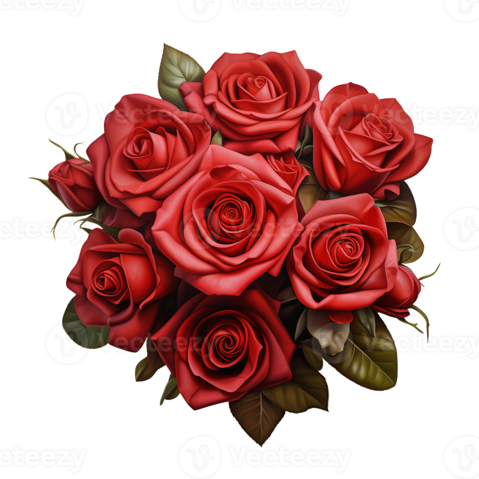 AI generated Collection of Red Roses Bouquets Isolated png