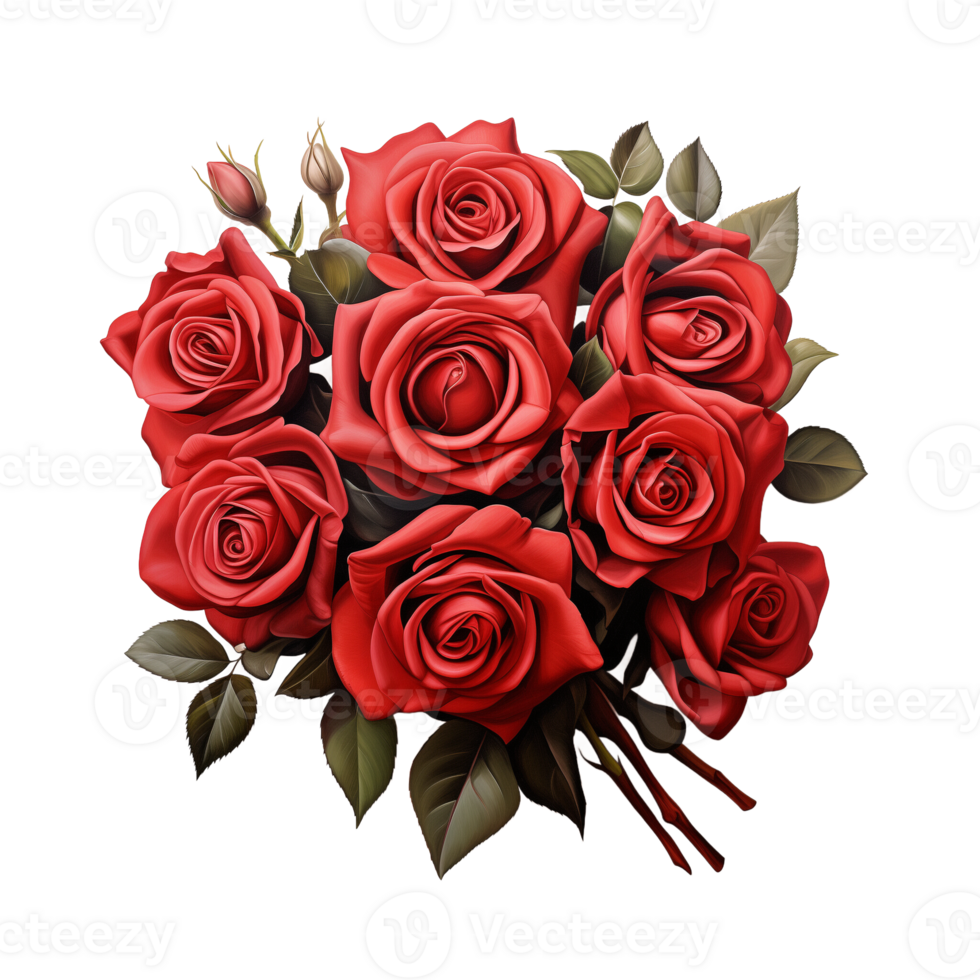 AI generated Collection of Red Roses Bouquets Isolated png