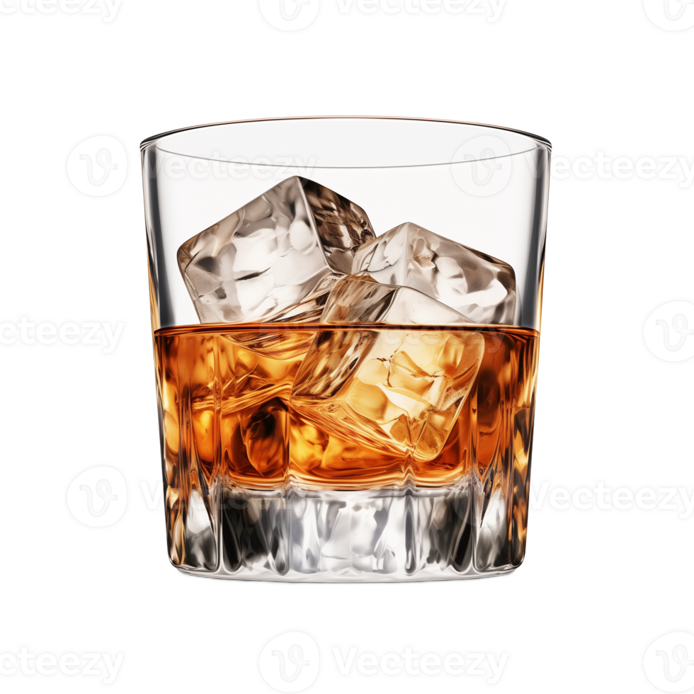 ai gegenereerd verzameling van whisky bril met ijs kubussen geïsoleerd png