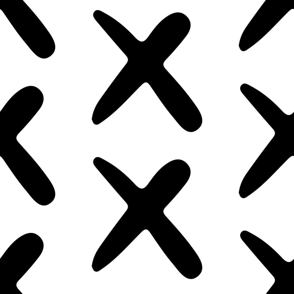 Doodle black abstract crosses seamless pattern. Hand drawn simple strong minimalistic background with No cross signs. vector