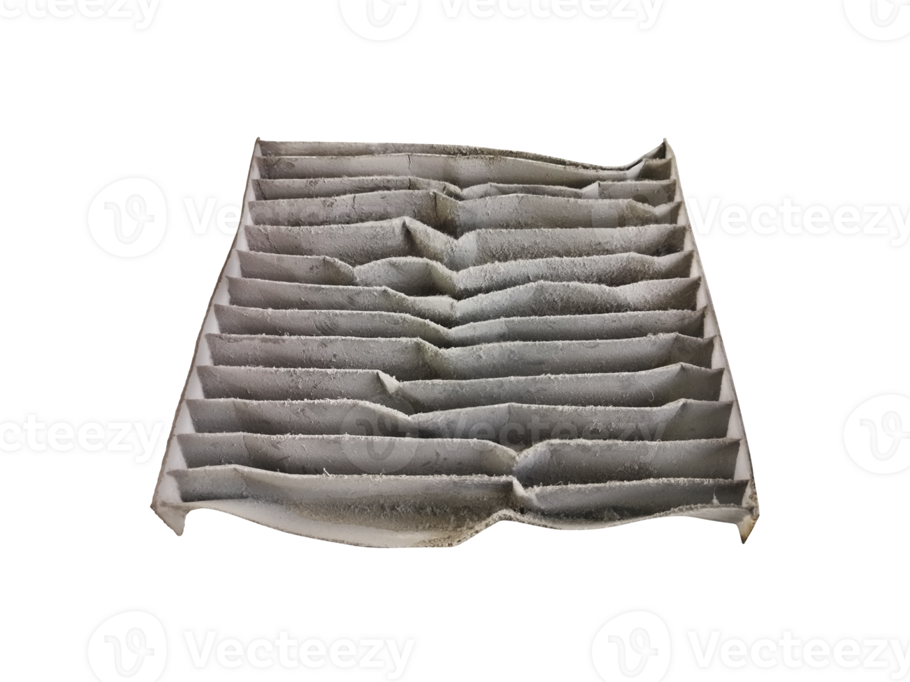 Close up dirty car air conditioner filter, transparent background png