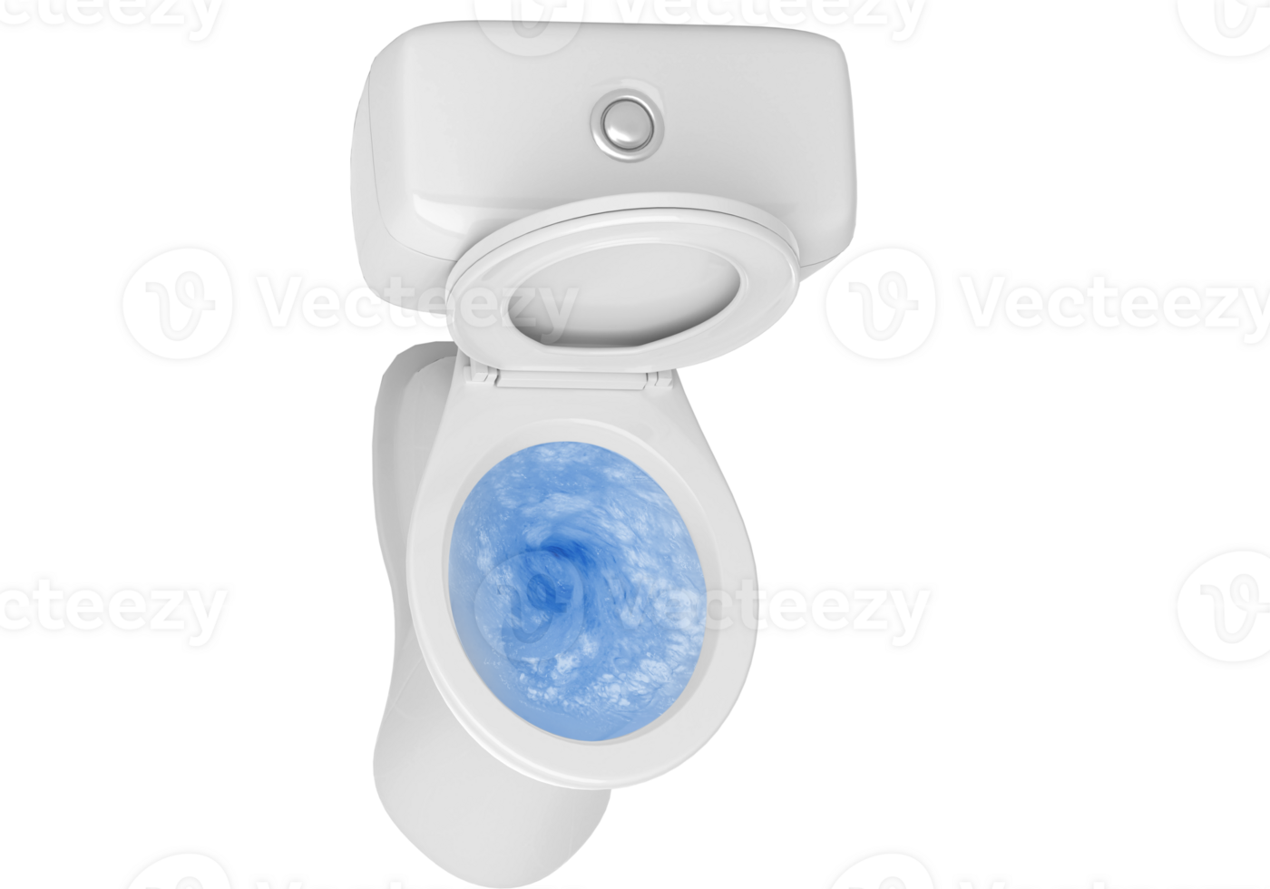 Haut vue de toilette bol, bleu détergent rinçage dans il, transparent Contexte png