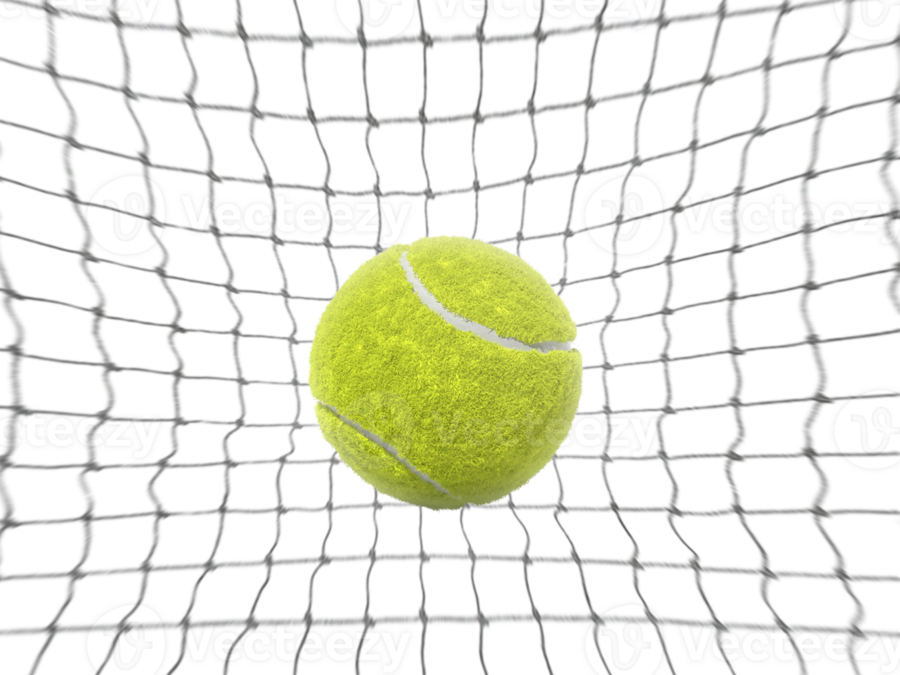 Tennis ball in the net, transparent background png