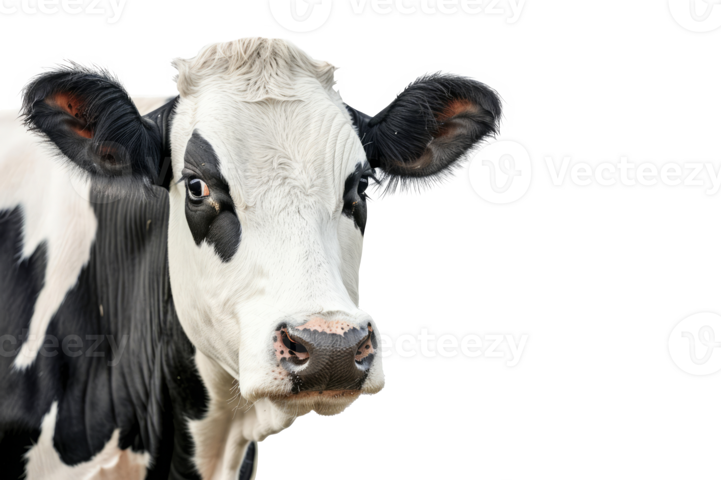 AI generated Head of cow with black spots isolated png