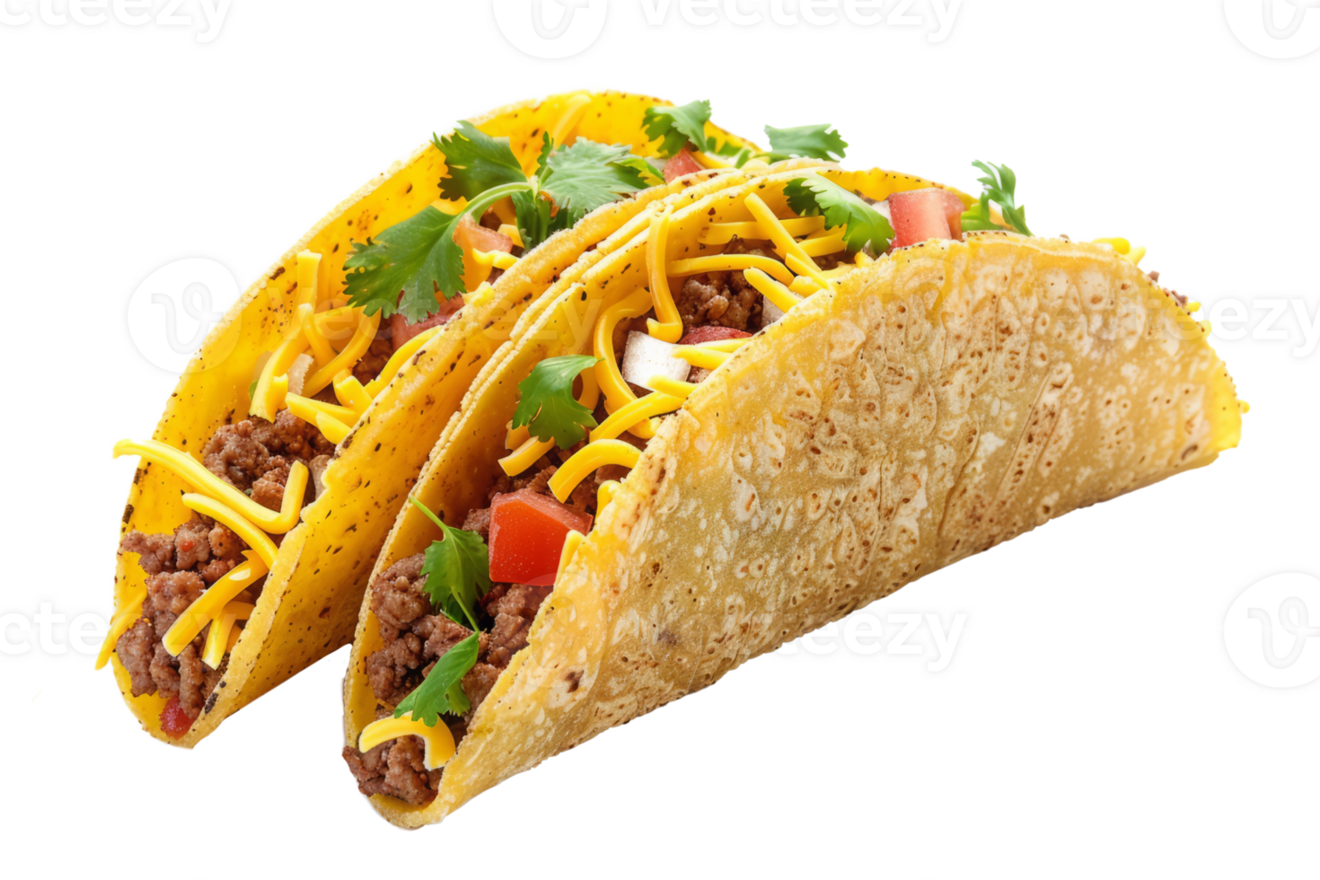 ai generato messicano tacos con carne e fresco verdure isolato png