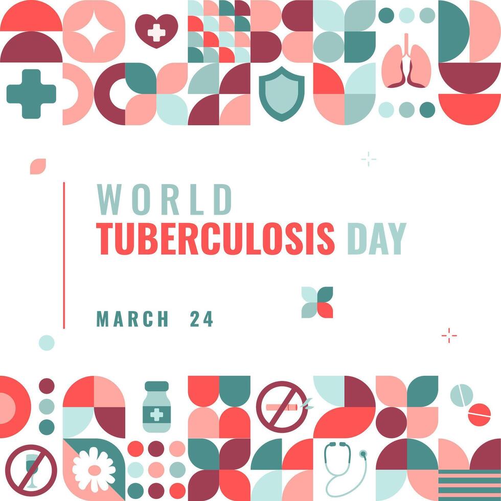 World tuberculosis day Geometric Poster with thematic elements. Template for banner, poster, background vector