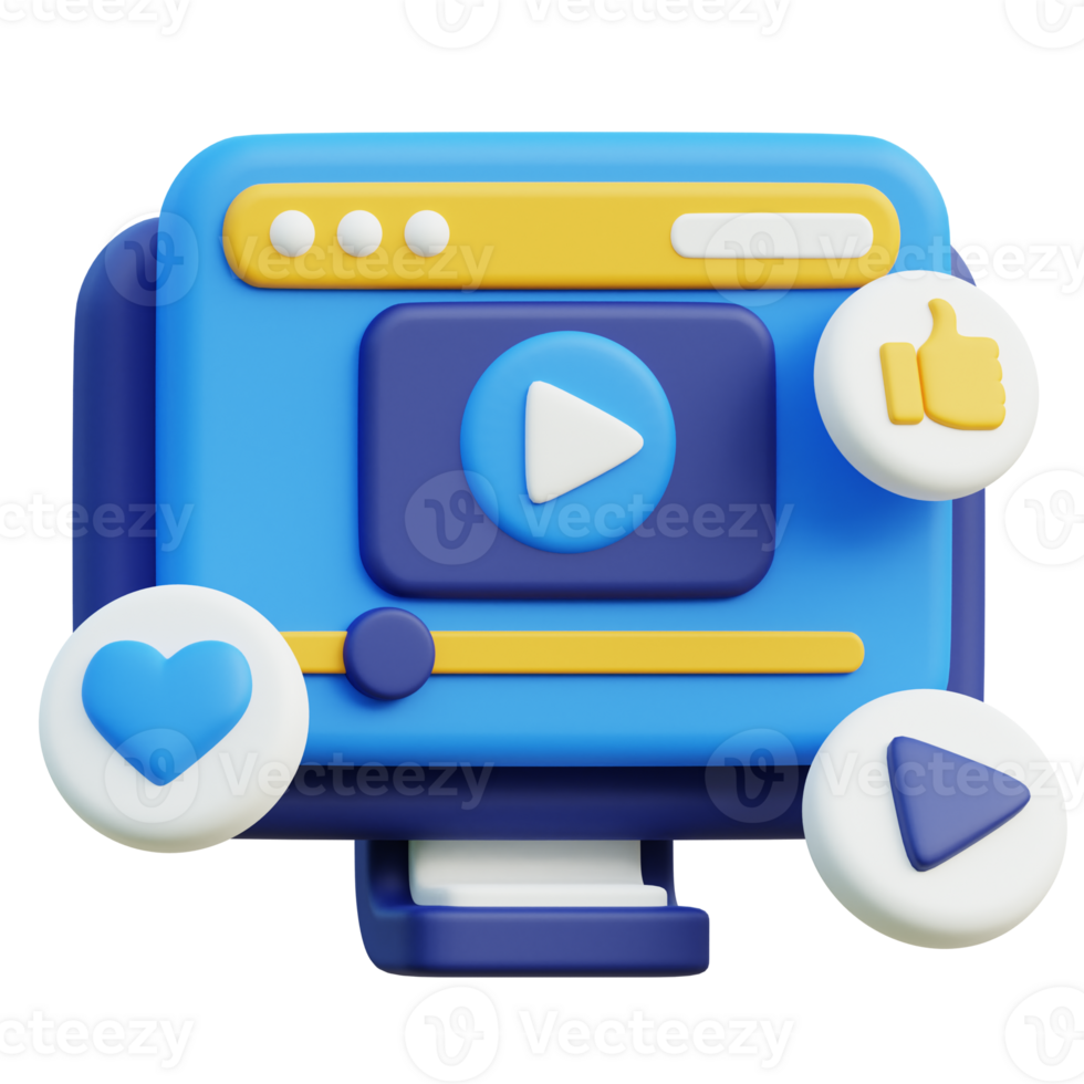 video marketing 3D icon design for poster, banner png