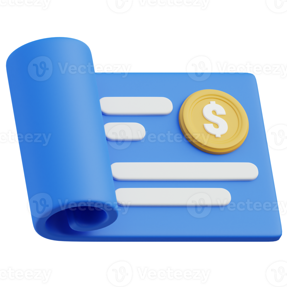 Bank Check 3D icon design for poster banner png