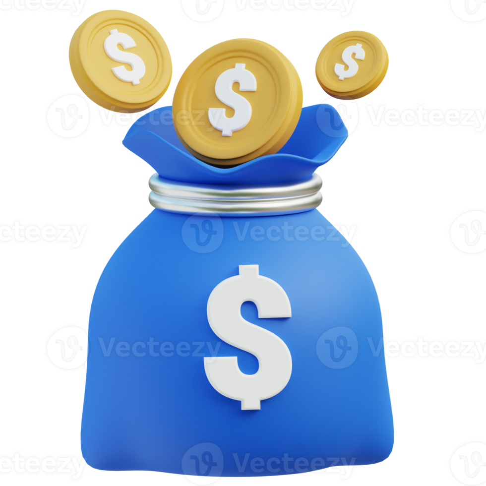 Money Bag 3D icon design for poster banner png