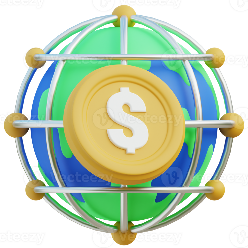 World Currency 3D icon design for poster banner png