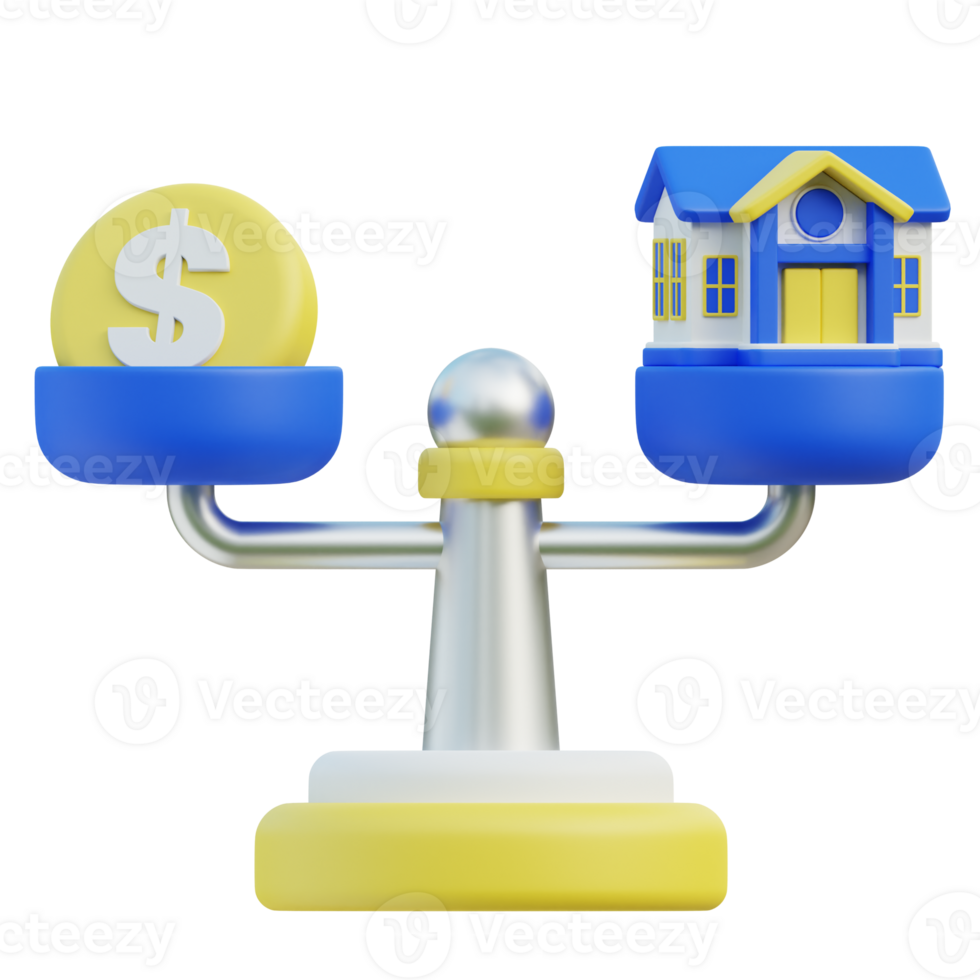 Property Value Balance 3D icon design for poster banner png