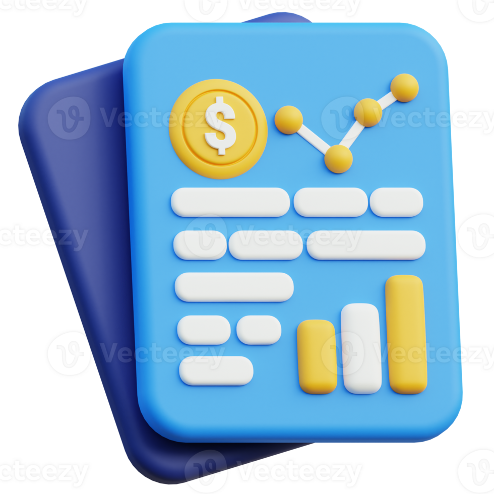 financial report 3D icon design for poster, banner png