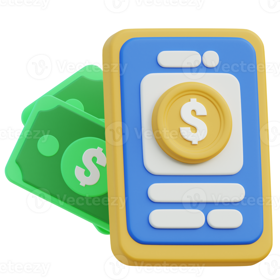 mobile bancaire 3d icône conception pour affiche bannière png