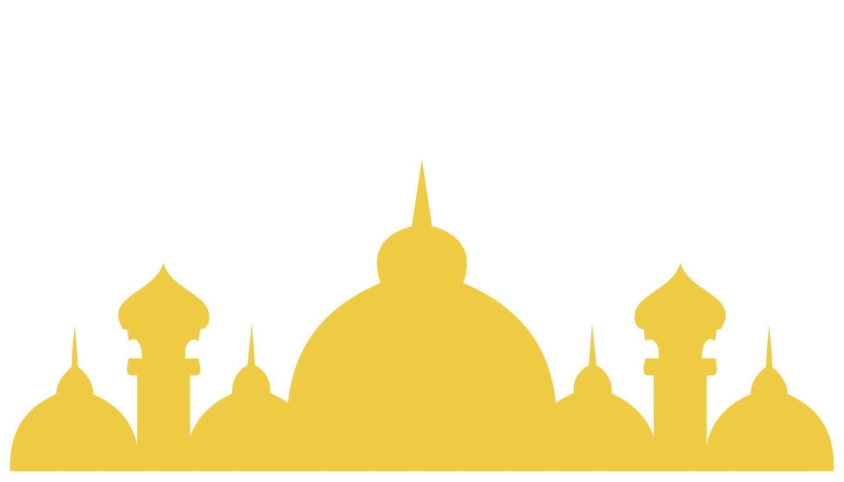 Mosque icon vector illustration. Islam religion concept of a yellow mosque dome with a crescent moon. Simple religious ornament in flat style. Religious graphic design elements