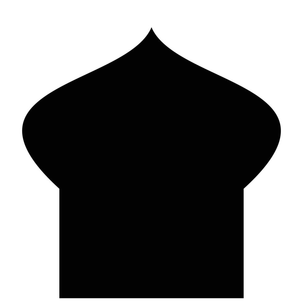 Vector illustration of a black silhouette of a mosque. Illustration of a prayer room icon, simple mosque. Graphic design elements with a religious theme. Islamic ornament