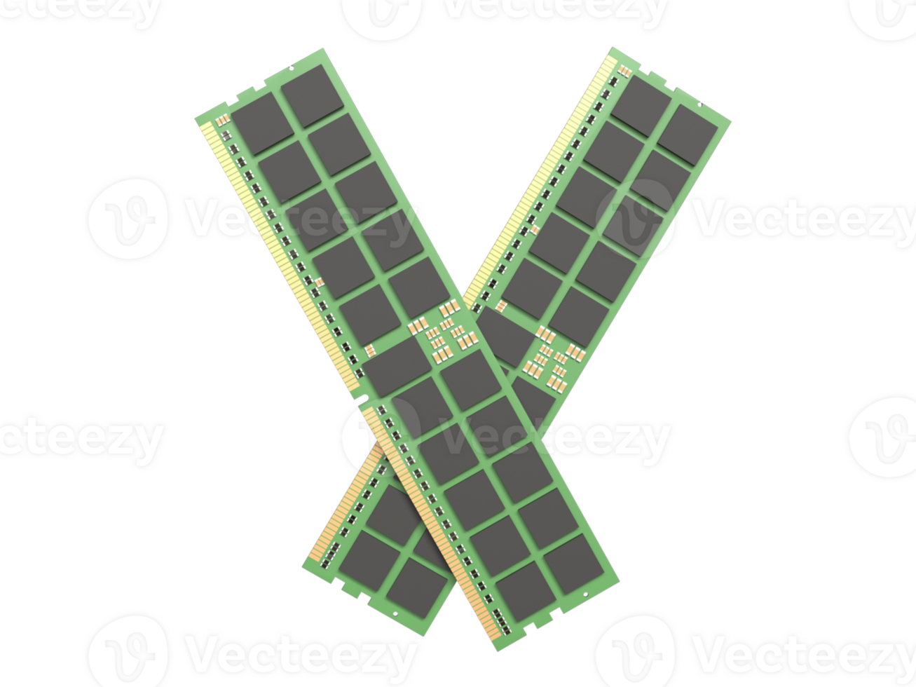 3d realistisch ddr5 RAM renderen - op het randje geheugen visualisatie png