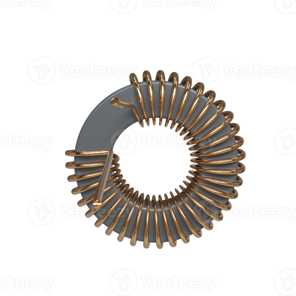 Electronic Inductor rendering, technology design element png