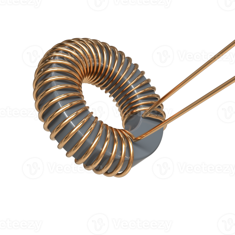 Electronic Inductor rendering, technology design element png