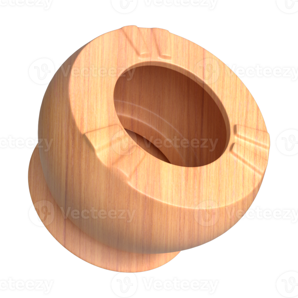 3D Wooden ashtray rendering, cigarettes Smoking design element. png