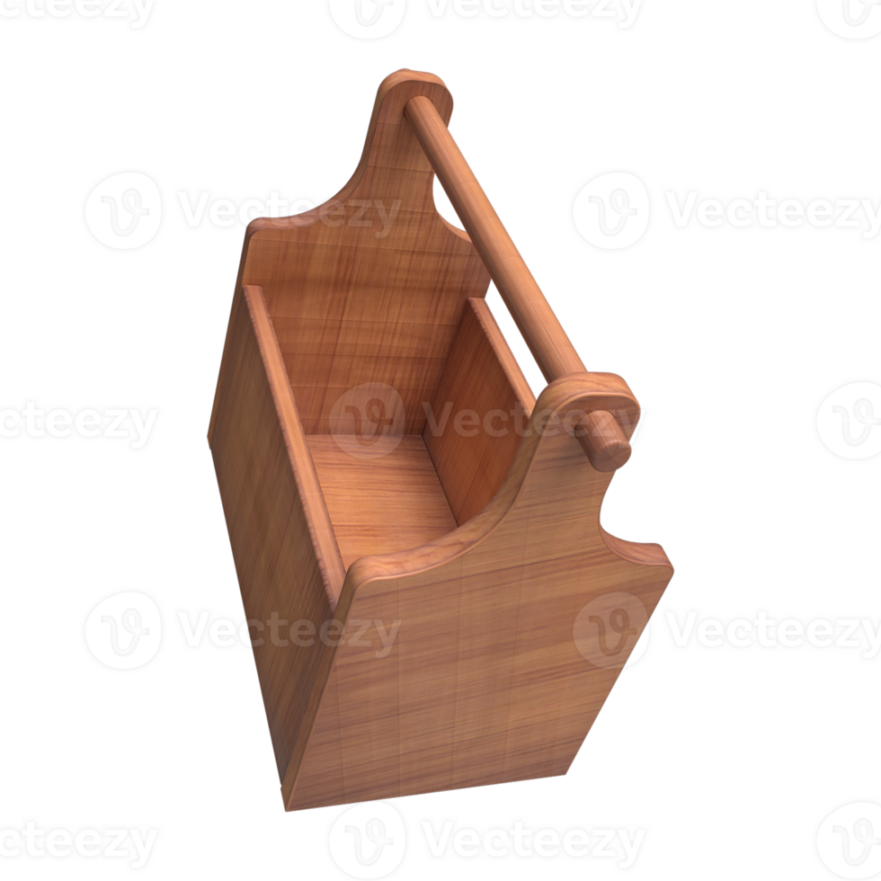 Classic Wooden Table Caddy - Vintage Table Organizer 3D Rendering png
