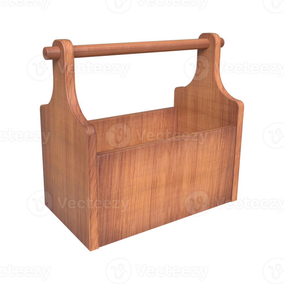 Classic Wooden Table Caddy - Vintage Table Organizer 3D Rendering png