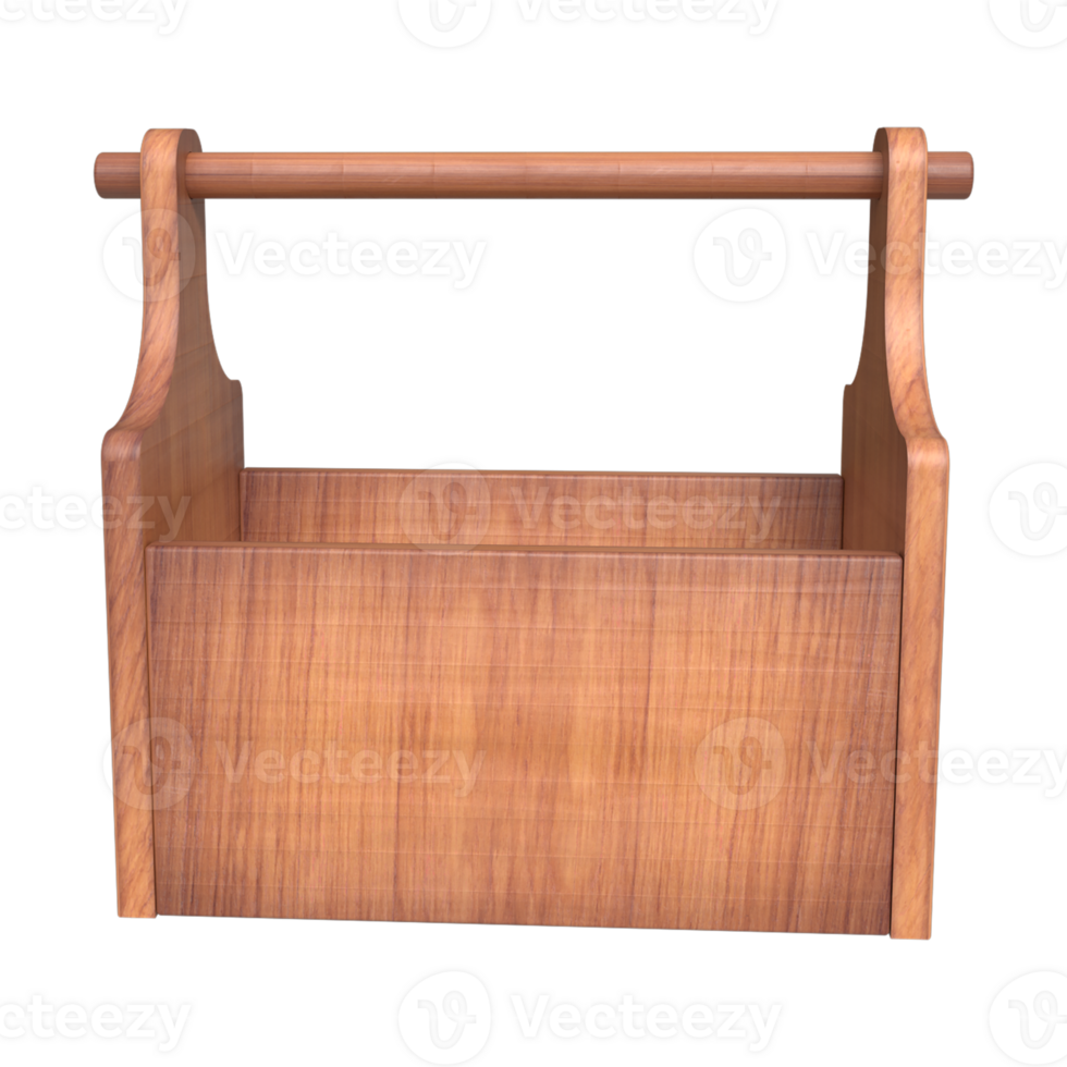 Classic Wooden Table Caddy - Vintage Table Organizer 3D Rendering png