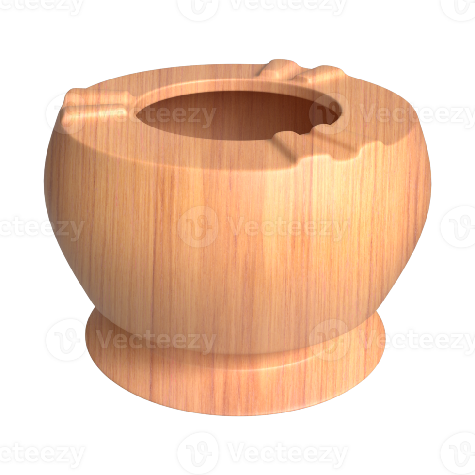 3D Wooden ashtray rendering, cigarettes Smoking design element. png