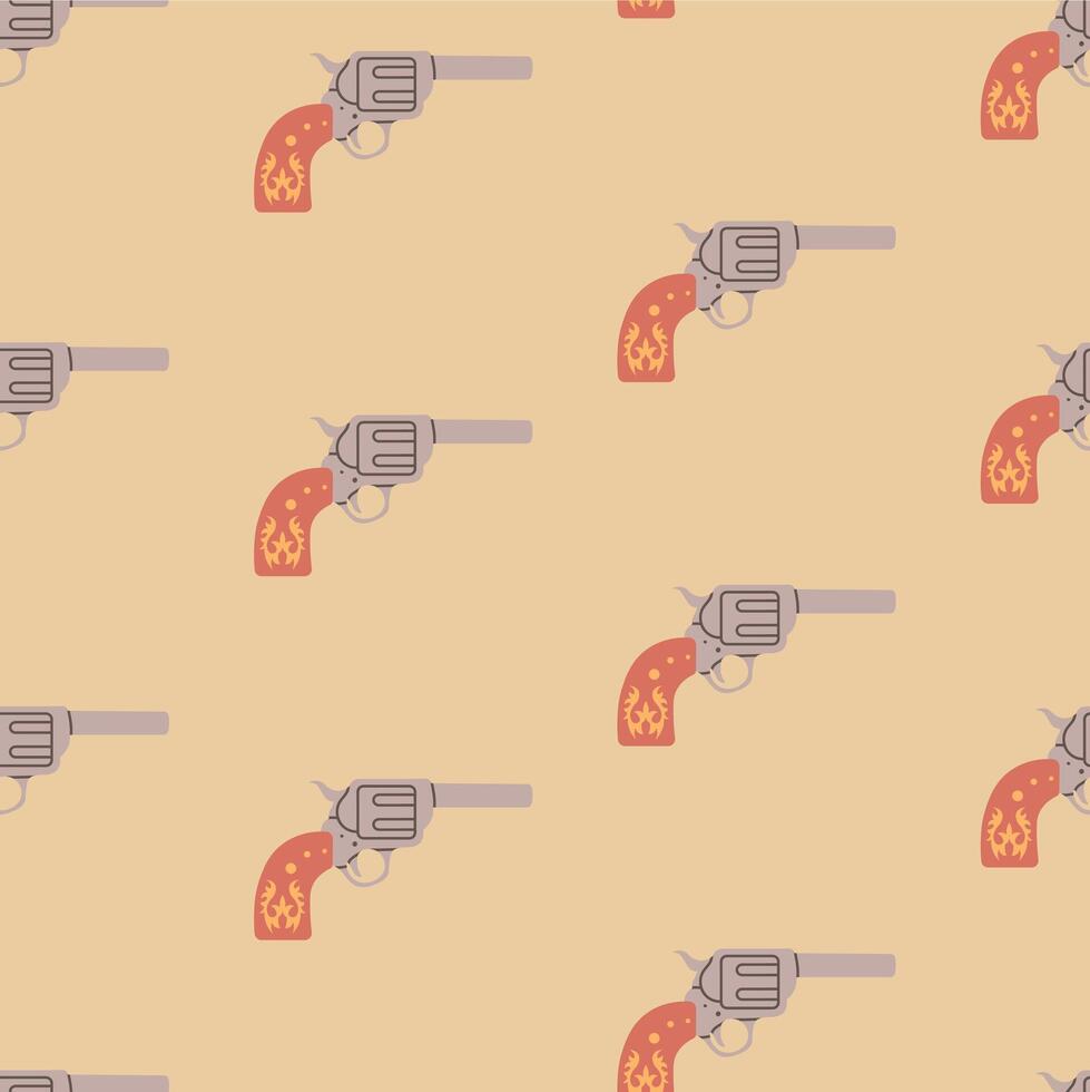 Cute Wild West Seamless Pattern With Handgun vector