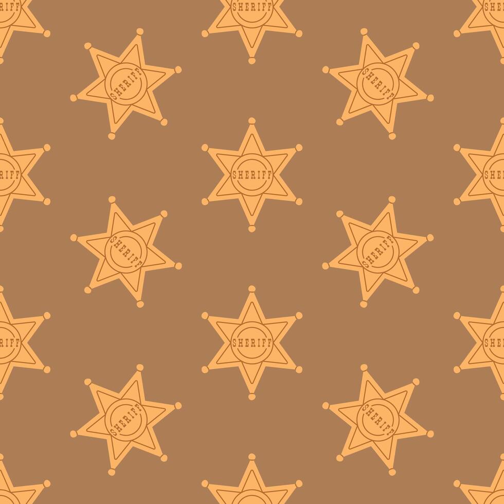 Cute Wild West Seamless Pattern With Sheriff Star vector