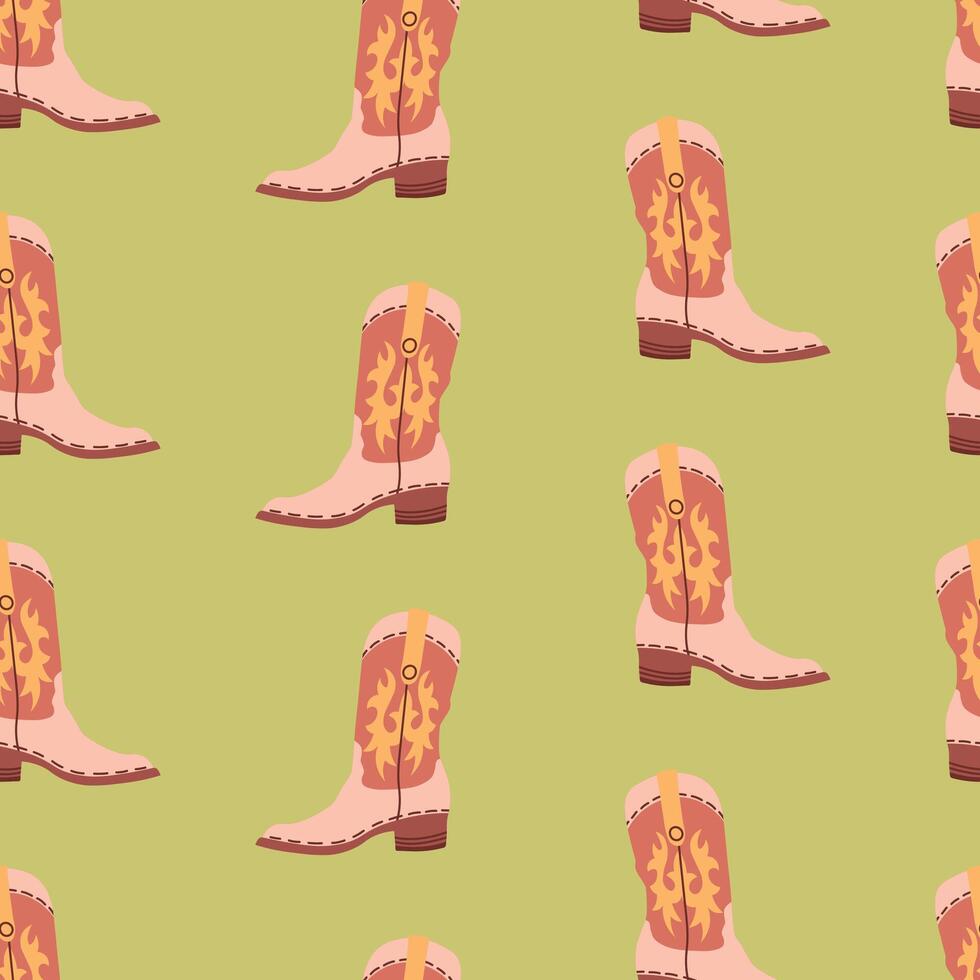 Cute Wild West Seamless Pattern With Shoe vector