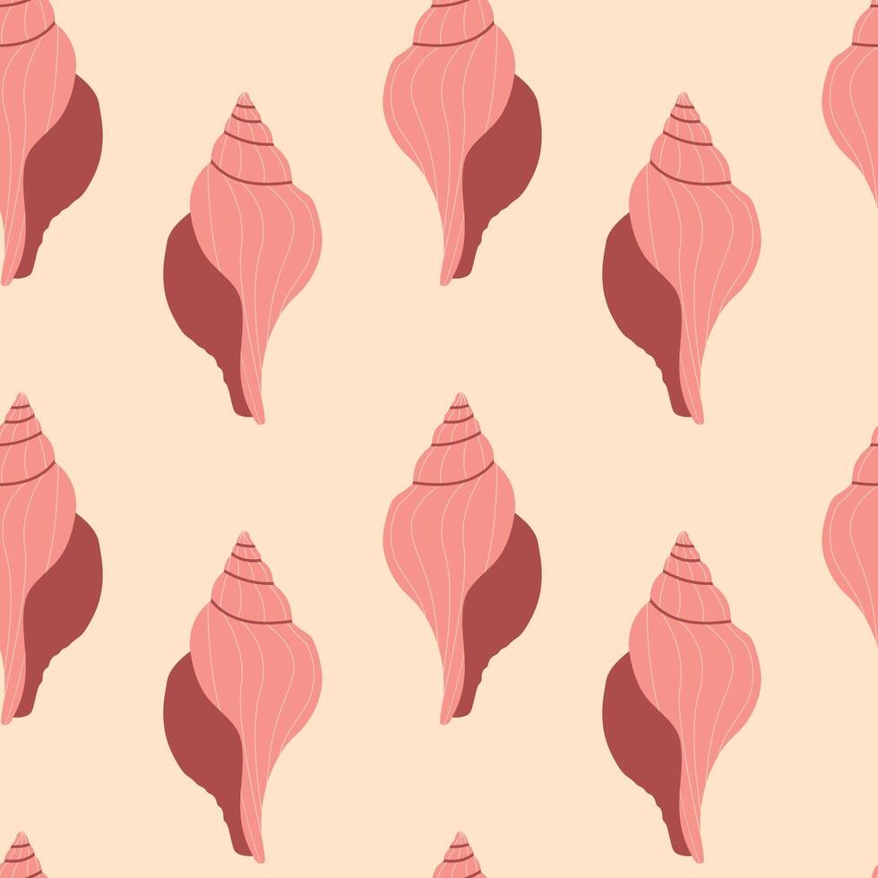 Sea shells seamless pattern, trendy pattern of seashells vector